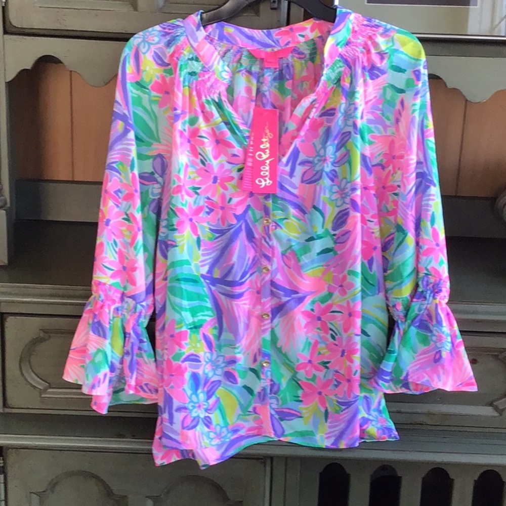 Lilly Pulitzer Dakota silk blouse - elegant sleeve